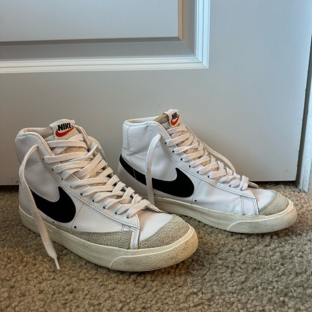 Nike White and Black High-Top Sneakers